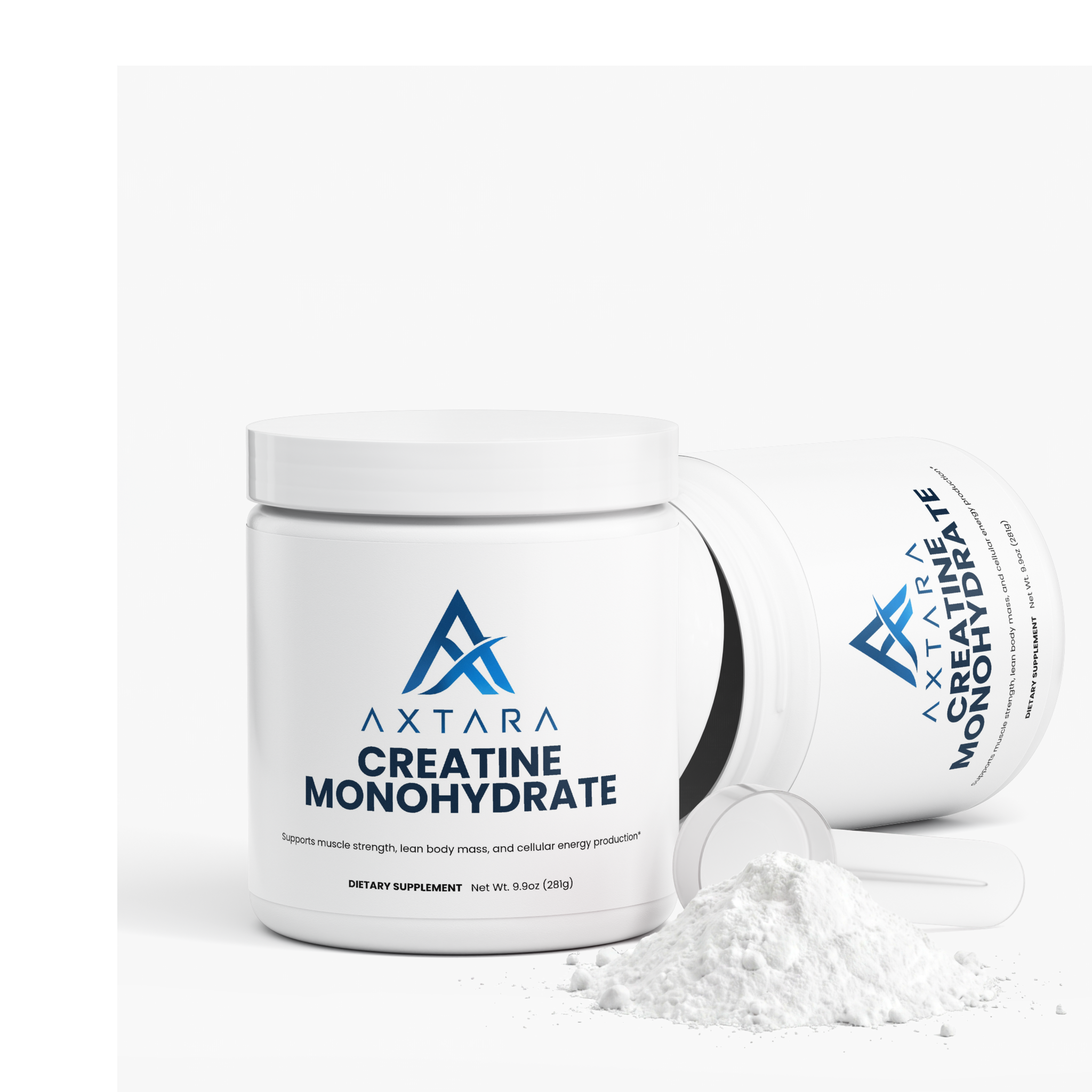 AXTARA Creatine Monohydrate jar, angled view