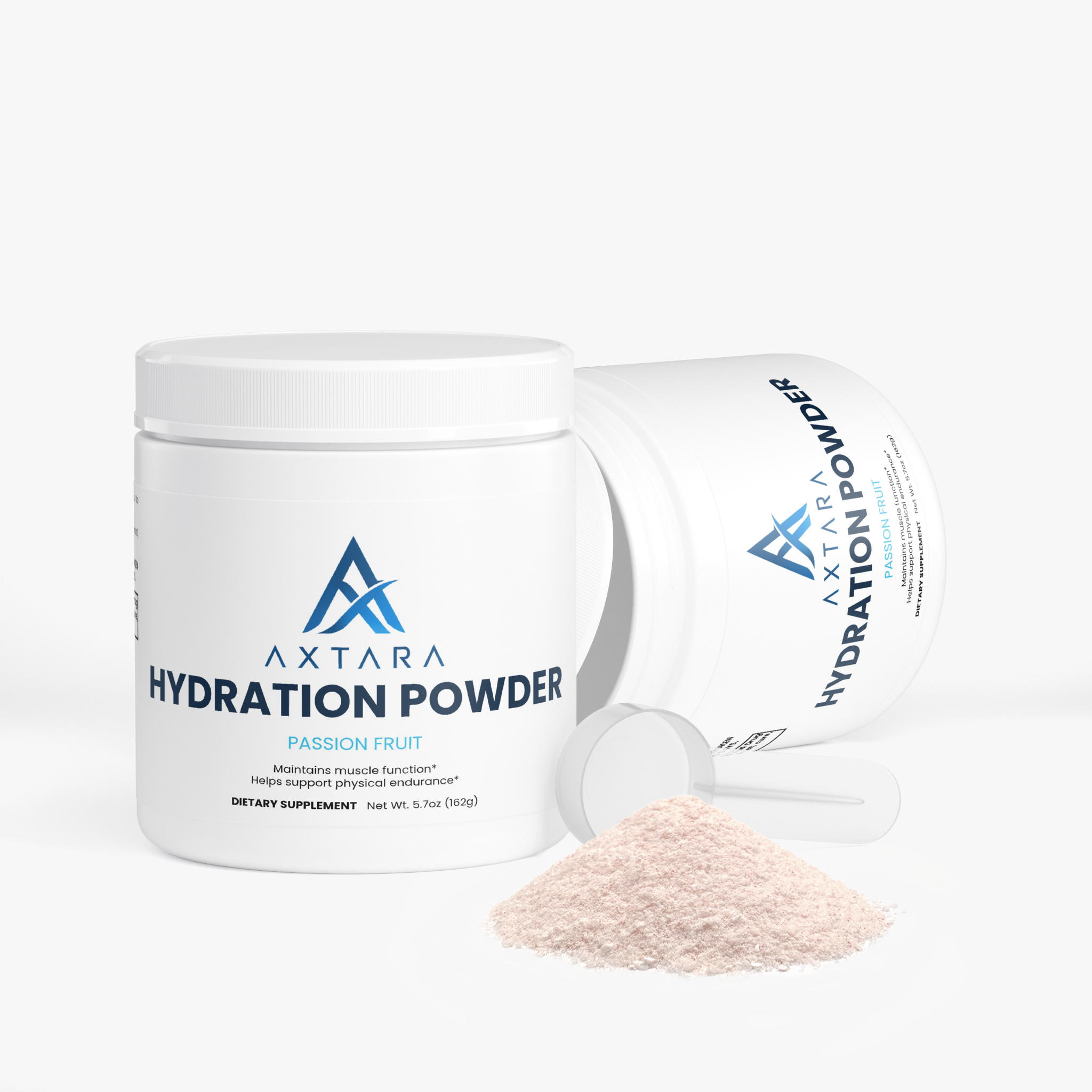 AXTARA Hydration Powder Passion Fruit tub, angled view